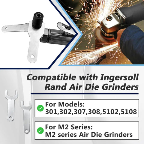 Six Pack 301-69A And 301-69B Pneumatic Die Grinder Wrench Tool Set shown with air die grinders and compatibility details