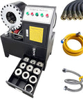 Rock Solid Electric Hose Crimping Machine For Hydraulic Tube Press With Ten Die Kits featuring control panel and hose kit.