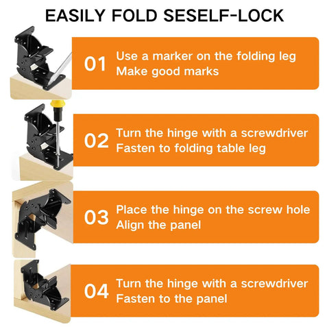 Step-by-step guide on installing 4 Pack Heavy Duty Folding Brackets Rock Solid Self Locking Extension Supports.