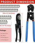 Dual Function PEX Crimp Tool Kit With Cinch And Removal, 3/8 To 1 Inch PEX Crimper, Built In Cutter, 35 Stainless Steel Clamps