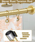 No Drill Stainless Steel Shower Curtain Rod With Adjustable Tension Fits 32 To 80 Inches Rust Free Non Slip End Caps Easy Quick Install