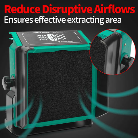 Tiltable Solder Fume Extractor With 8 Extra Filters Solder Smoke Absorber featuring airflow reduction display