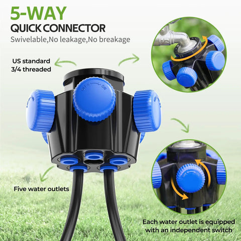 5-way quick connector for 50Ft Garden Drip Irrigation Kit With Automatic Watering System Quick Connectors Five Way Connector Adjustable Drippers For Raised Beds And Patio
