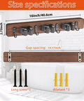Dimensions of Rustic Wood Wall Mount Broom Mop Holder Organizer with 3 Racks and 4 Hooks and installation accessories