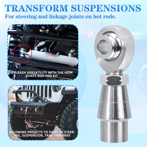 5/8-18 Heim Joint Rod End Set With Right And Left Hand Threads Includes Lock Nut Bushing Dope Weld-In Suspension Linkage Upgrade For Cars Trucks And UTVs on steering link and UTV suspension
