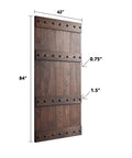 DIY Finished Knotty Pine Double Sliding Barn Door With Hardware Kit, 84x84 Inches, Dark Walnut, Hand Made In The USA, side view