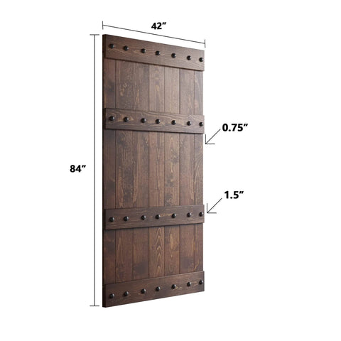 DIY Finished Knotty Pine Double Sliding Barn Door With Hardware Kit, 84x84 Inches, Dark Walnut, Hand Made In The USA, side view