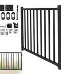 Slick Aluminum Deck Railing Door With No Fuss Self Closing Hinge And Darn Dependable Latch Quick Install Setup Weather Resistant Finish Top Shelf Quality Backyard Gates, 36 inch black aluminum gate with accessories