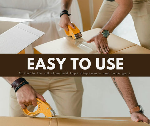 Person using Heavy Duty Packing Tape For Moving And Shipping Boxes - Ultra Strong Adhesive Shipping Tape, 2.2 Mil Thick