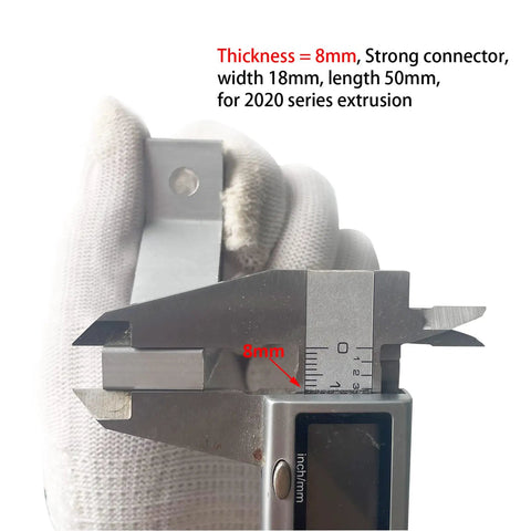Measuring thickness of Heavy Duty 2020 Aluminum Extrusion Corner Brackets And 20 Series Extrusion Connectors Kit at 8mm