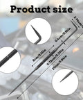 Badass Double Pointed Scriber Tool 10 Inch Long With Slick Textured Grip For Knockout Precision Marking On Steel Glass And Ceramics Carbide Tipped Professional Welding Layout Pen In Black with size details.