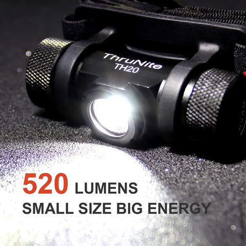 Super Bright 520 Lumen LED Headlamp With CREE XP-L V6 LED Ultra Lightweight Waterproof IPX8 EDC displayed illuminated