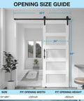 Five Panel Sliding Glass Barn Door Kit With Frosted Glass Waterproof Finish Includes 6 Ft Hardware Easy Pre Drilled Assembly Fits Up To 32 In By 82 In Opening White installed in a modern interior space