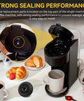 Coffee maker showing Replacement Silicone Gasket For Cuisinart Single Serve Coffee Makers Upper Needle Seal Ultra Snug Leak Proof Fit