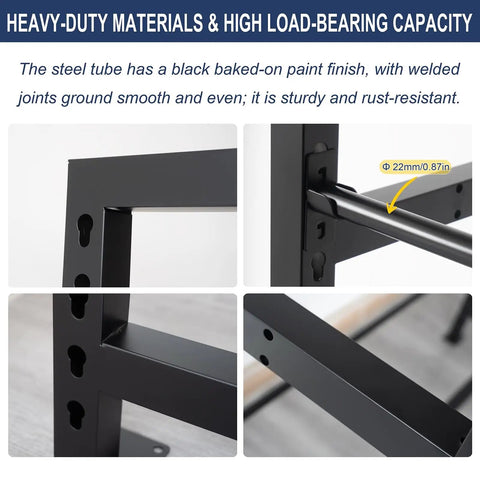 Heavy Duty Garage Mobile Vinyl Wrap Organizer Rack Featuring Adjustable Multi Tier Metal Frame And Smooth Rolling Lockable Casters close-up of steel frame joints showing sturdy construction.