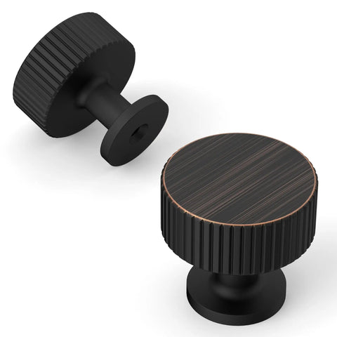 10 Pack Oil Rubbed Bronze Cabinet Knobs For Kitchen And Bath Cabinets Easy To Install Durable Metal Pulls That Elevate Any Drawer Or Dresser Upgrade Your Space With Classic Vintage Style, black ribbed cabinet knob, 27mm x 28mm