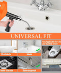 Badass 33 Foot Drain Snake Auger For Stubborn Hair And Grease Blockages Heavy Duty Coiled Cable Plumbing Tool displayed unclogging a sink.