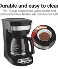 12 Cup Programmable Drip Coffee Maker With Auto Pause And Pour Glass Carafe Regular And Bold Brew Options Black With Stainless Accents