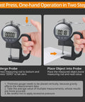 Digital Thickness Gauge With 1 Inch Range, 0.0005 Inch Resolution, 0.01 mm Accuracy, Ultra Fast Response For Wood Metal Plastic, Bang-On Readings For Pros And DIY Makers, No Guesswork. One-hand zeroing and measuring on sheet material.