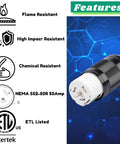 Top Shelf 50 Amp Generator Connector NEMA SS2-50R RV Shore Power Inlet Plug features flame, impact, and chemical resistance.