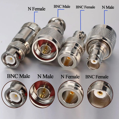 4 Pack N To BNC Coax Adapters Kit Male To Female And Female To Male For Antennas Radios Gold Plated Copper Nickel Brass Durable Pro Grade RF Connector Set