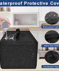 Black Single Serve Coffee Maker Cover For K-Supreme And K-Compact Pods shown with water-resistant fabric in kitchen.