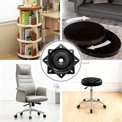 2 Pack 6 Inch Heavy Duty Swivel Plate With Solid Ball Bearing Ring And Full Ball Design for furniture rotation shown in use.