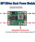 MP1584EN DC To DC Buck Converter with labels and arrows; Six Pack MP1584 EN DC To DC Buck Converter Module Adjustable Voltage Step Down Power Supply 3A