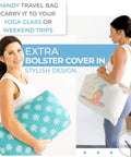 Restorative Yoga Bolster Made From 100 Percent Cotton With Extra Washable Cover And Carry Bag Includes Eighteen By Eleven By Six And A Half Inches Pillow, travel bag shown