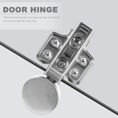 Two Piece Hydraulic Glass Door Hinges Thickened Heavy Duty Silent Hidden Cabinet Hinges With Soft Close Buffer For Kitchen Cupboard Doors Includes Two Pack For Easy Replacement And Smooth Noise Free Opening, close-up view, silver hinge design