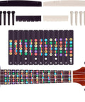 All In One 72 Pcs Guitar Tool Kit With Carry Bag for Acoustic Electric Ukulele Bass Banjo, fretboard labels and bridge pins