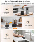 Electric Salt And Pepper Grinder Set with 100ml capacity being filled and cleaned, highlighting convenience and ease of use.