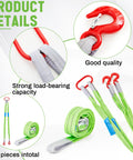 Two Pack 5 Ft Heavy Duty Polyester Lifting Rigging Straps With Two Leg Bridle Web Sling Hook And Twist Eye Lift Straps Green