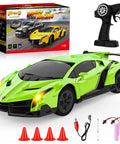 Lamborghini Veneno Licensed 1 24 Scale 2.4GHz RC Drift Car Toy With Working Headlights Officially Authorized Lambo For Boys And Girls Aged 4 To 12 Green Birthday Gift box, car, remote, and accessories.