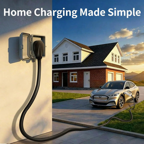 Plug And Play Level 2 Portable EV Charger For Home Garage No Fuss 32A 240V With NEMA 14-50 Plug And 25Ft J1772 Cable Delivers 7.6kW Fast Charge