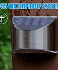 Top Notch Solar Step Lights For Outdoor Fence Deck And Stair Paths Cold White Led Post Lamps mounted on wood, showcasing IP55 waterproof design.