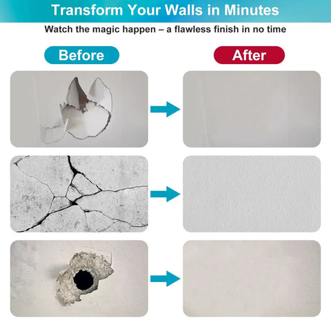 All In One Drywall Patch Kit For Large Holes With 12 By 12 Inch Repair Panel Spackle Mesh Tape Putty Knives And Sanding Block For Quick Wall And Ceiling Fix