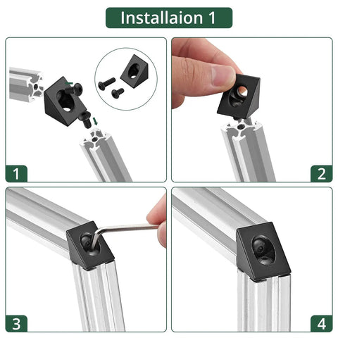 10 Pack Triangle Corner Brackets For 6mm Slot Aluminum Extrusion Black Dope Angle Connectors For 2020 Series 3D Printer Accessories Sturdy Zinc Alloy Rust Resistant Frame Hardware installed on 2020 aluminum extrusion frame