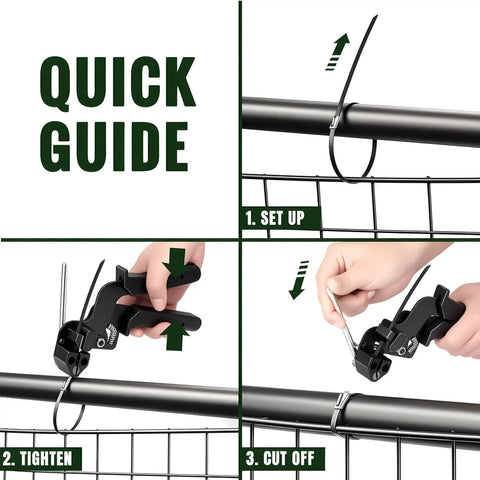 Quick guide for Heavy Duty Metal Zip Tie Gun Kit With 100 UV Resistant 11.8 Inch Stainless Steel Cable Ties For Fastening And Cutting
