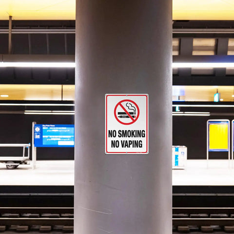 No Smoking No Vaping Signs 10x7 Inches Reflective Aluminum Weatherproof Indoor Outdoor Use 6 Pre Drilled Holes For Easy Mounting