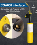Push Button Propane Torch Head With Adjustable Flame And Continuous Flame Lock One Hand Ignition for soldering and more