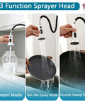 GICASA Kitchen Faucet - Pull Down Sprayer,High arc Commercial Stainless Steel Kitchen Sink Faucet White with 3 function sprayer head.