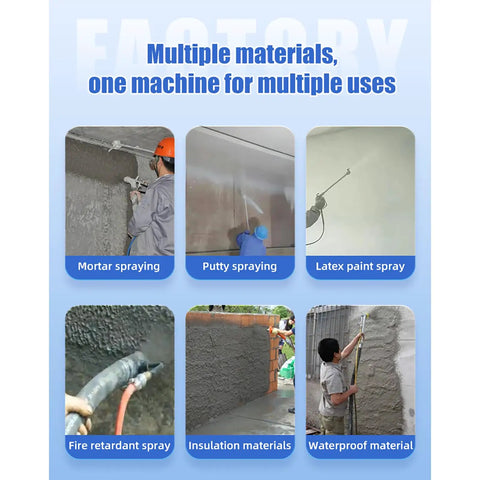 Multiple uses of Portable Automatic Cement Mortar Plastering Spraying Machine Pump for various spraying applications.