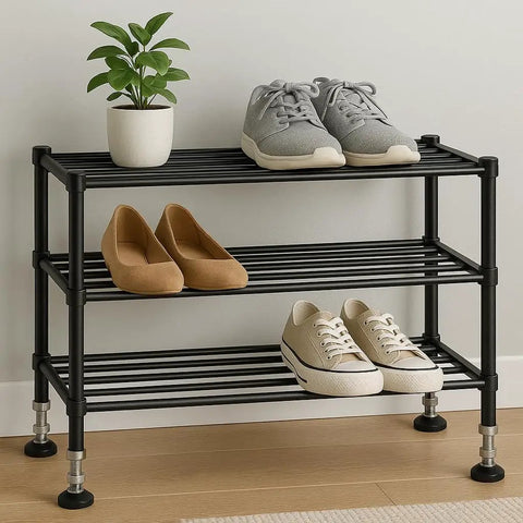 Top Shelf Heavy Duty M8 Swivel Leveling Feet For Furniture And Machinery 880 Lb Load Capacity Per Piece Rock Solid Adjustable Base Four Piece Kit No Sweat Setup with shoes and plant on rack