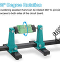 Adjustable PCB Holder With 360 Degree Rotation For Soldering And Desoldering Repairs Heavy Duty Metal Base Clamp holding circuit board