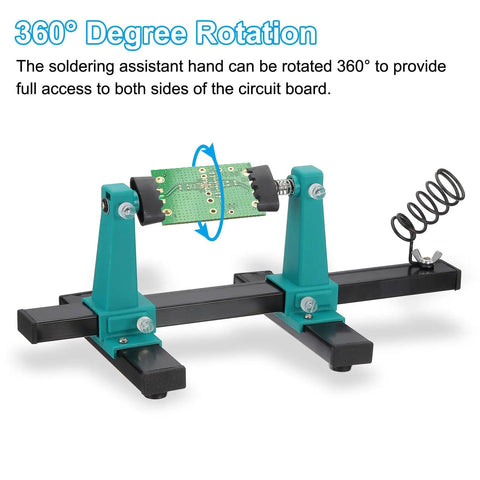 Adjustable PCB Holder With 360 Degree Rotation For Soldering And Desoldering Repairs Heavy Duty Metal Base Clamp holding circuit board