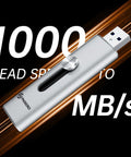 2TB External SSD Up To 1100 MB Per Second USB 3.2 Gen2 Dual Ports USB A And USB C Portable Thumb Drive on dynamic background