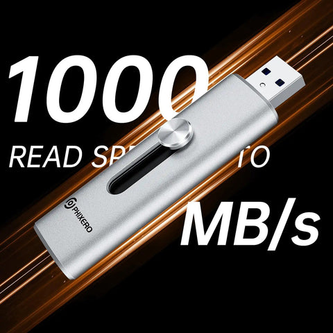 2TB External SSD Up To 1100 MB Per Second USB 3.2 Gen2 Dual Ports USB A And USB C Portable Thumb Drive on dynamic background