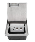 Built Heavy Recessed Floor Electrical Outlet Kit With Zero Drama Access And Bombproof Weather Sealing showing flush mount design in premium silver finish.