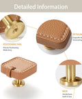 Detailed view of Pack Of Four Modern Khaki Brass Square Cabinet Drawer Knobs showing positioning nail and sturdy base.